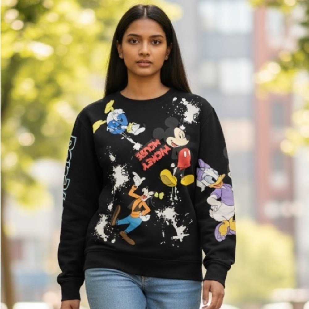 Disney Black Sweatshirt with Iconic Characters - Picture 2 of 14